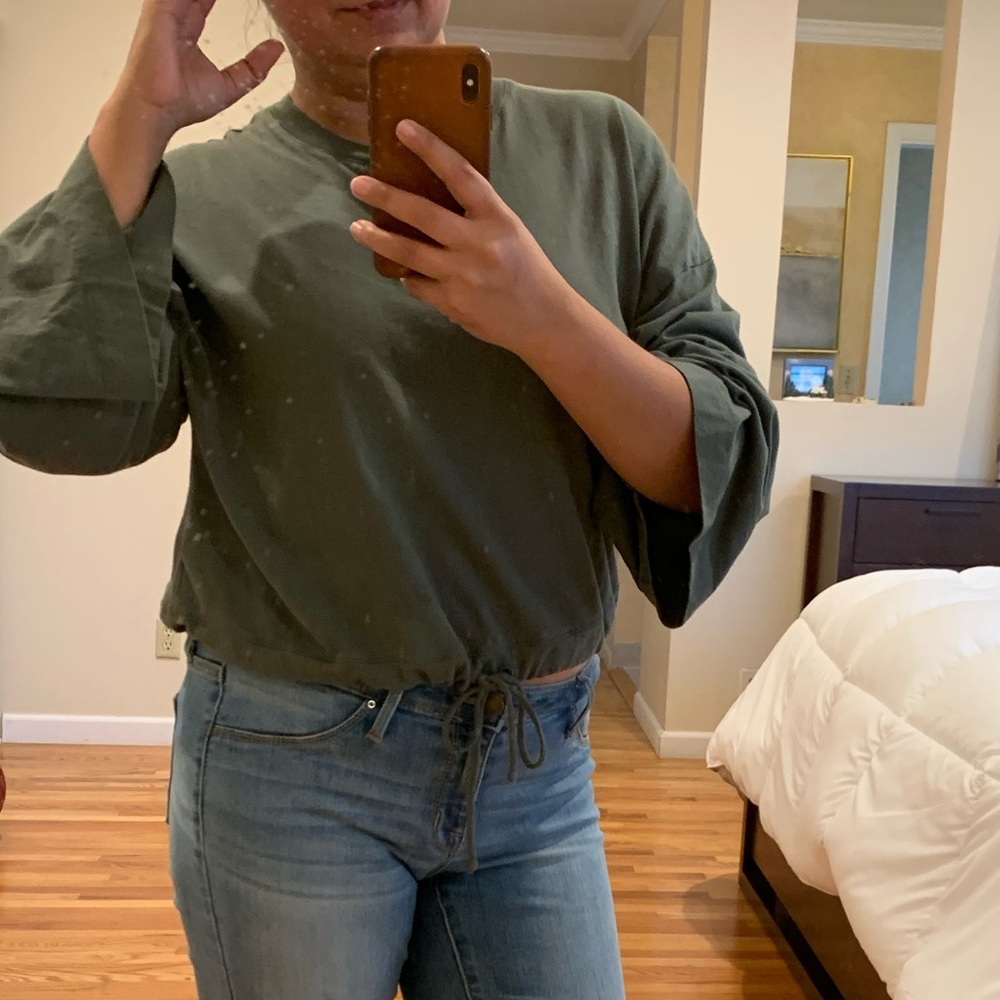 Wilfred : olive drawstring cropped top
